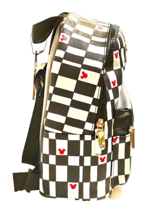 Disney Mickey Mouse Mini Backpack Checkerboard Red Icon Gold Hardware Zipper main image 6